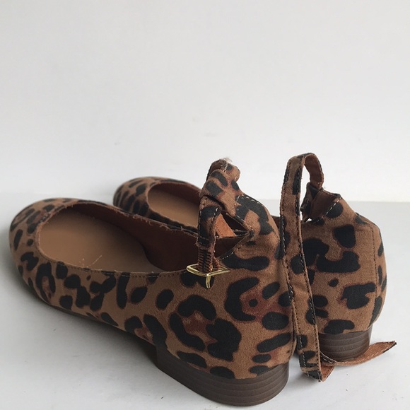 Gap Leopard Farbric Ankle Strap Ballet Flats 8 NEW - Picture 4 of 8